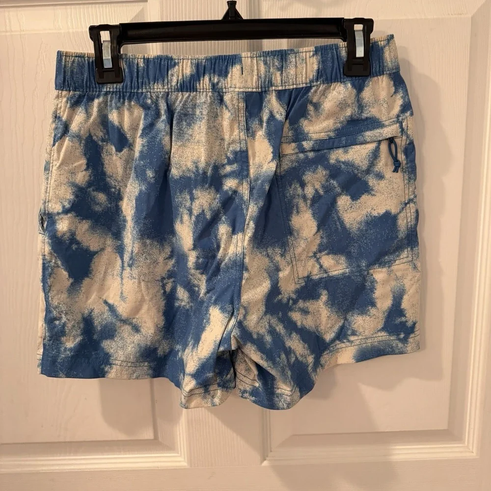 The North Face Shorts Mens Size S Blue ‎ Tie-Dyed Printed Breathable Elasticate